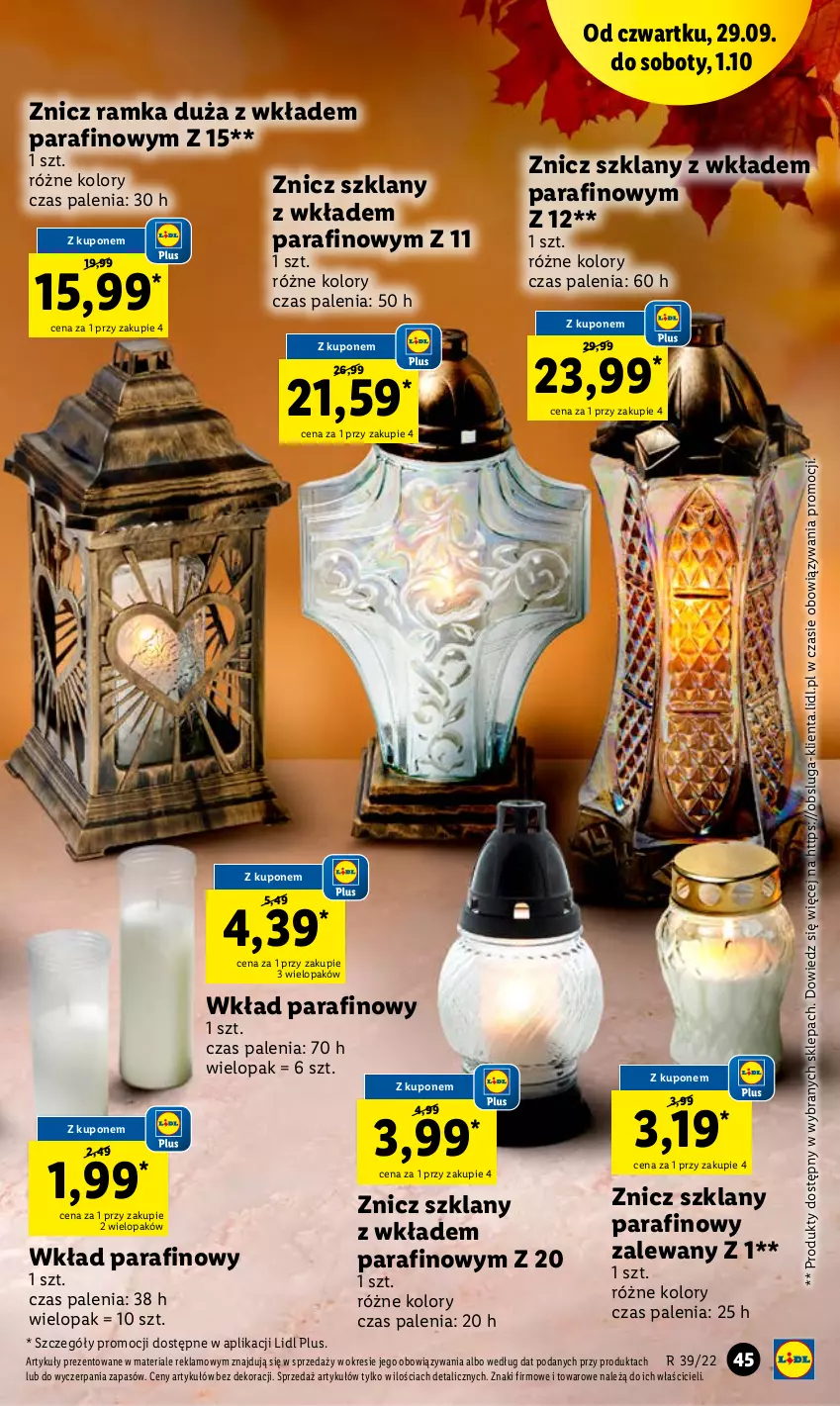 Gazetka promocyjna Lidl - GAZETKA - ważna 29.09 do 01.10.2022 - strona 45 - produkty: Ramka, Znicz