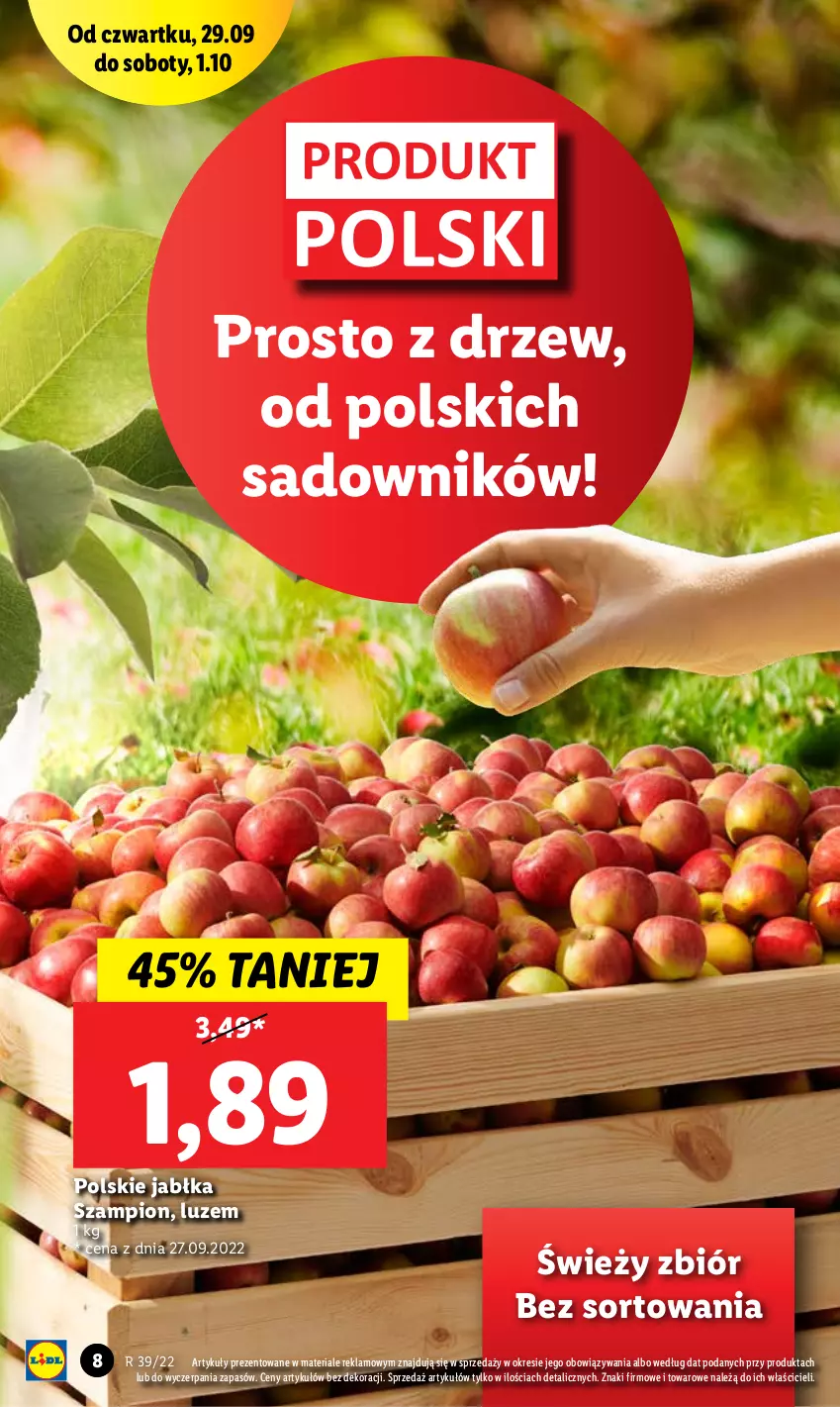 Gazetka promocyjna Lidl - GAZETKA - ważna 29.09 do 01.10.2022 - strona 8 - produkty: Jabłka, Szampion