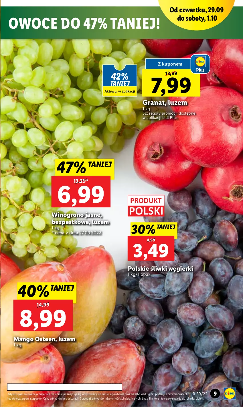 Gazetka promocyjna Lidl - GAZETKA - ważna 29.09 do 01.10.2022 - strona 9 - produkty: Gra, Granat, Mango, Owoce, Wino