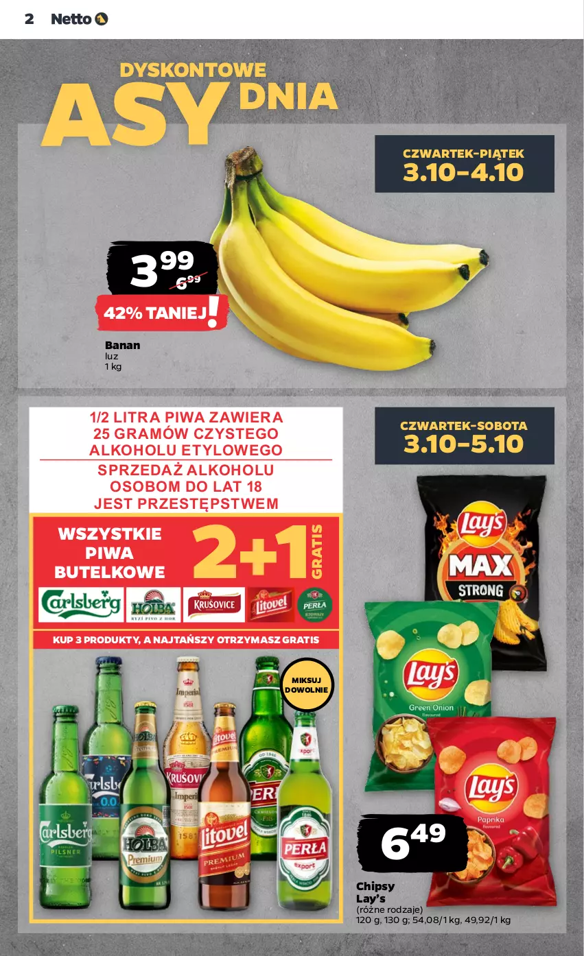 Gazetka promocyjna Netto - Netto Gazetka Food 40/24B - ważna 03.10 do 09.10.2024 - strona 2 - produkty: Chipsy, Gra, Lay’s, Piwa