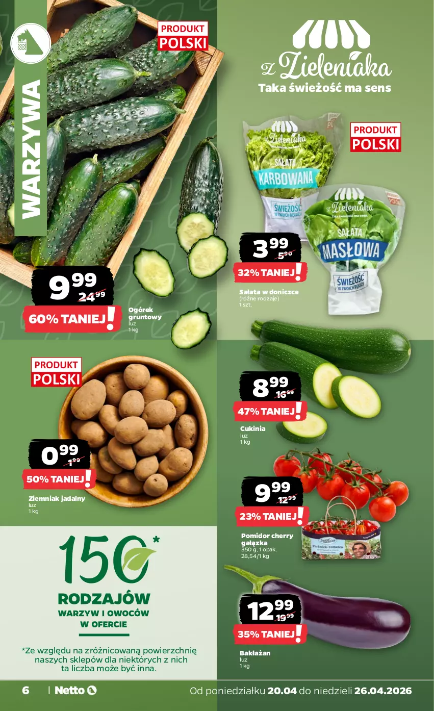 Gazetka promocyjna Netto - Od Poniedziałku - ważna 20.04 do 26.04.2026 - strona 6 - produkty: Grunt, Ogórek, Sałat, Warzywa