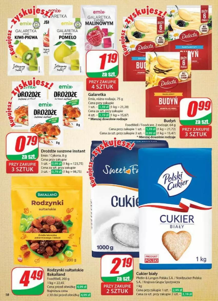 Gazetka promocyjna Dino - ważna 09.10 do 15.10.2024 - strona 10 - produkty: Bakalland, Budyń, Cukier, Drożdże, Gala, Galaretka, Kiwi, Pomelo, Rodzynki