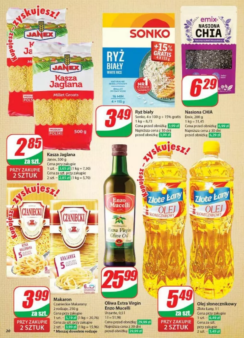 Gazetka promocyjna Dino - ważna 09.10 do 15.10.2024 - strona 13 - produkty: Chia, Fa, Gin, Gra, Kasza, Kasza jaglana, LANA, Makaron, Olej, Olej słonecznikowy, Oliwa, Sonko