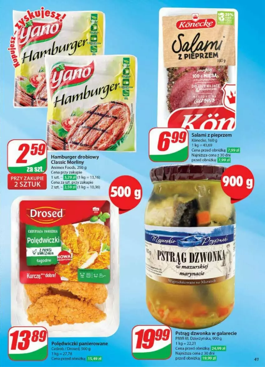 Gazetka promocyjna Dino - ważna 09.10 do 15.10.2024 - strona 36 - produkty: Burger, Gala, Hamburger, Morliny, Pieprz, Polędwiczki panierowane, Pstrąg, Pstrąg dzwonka, Salami