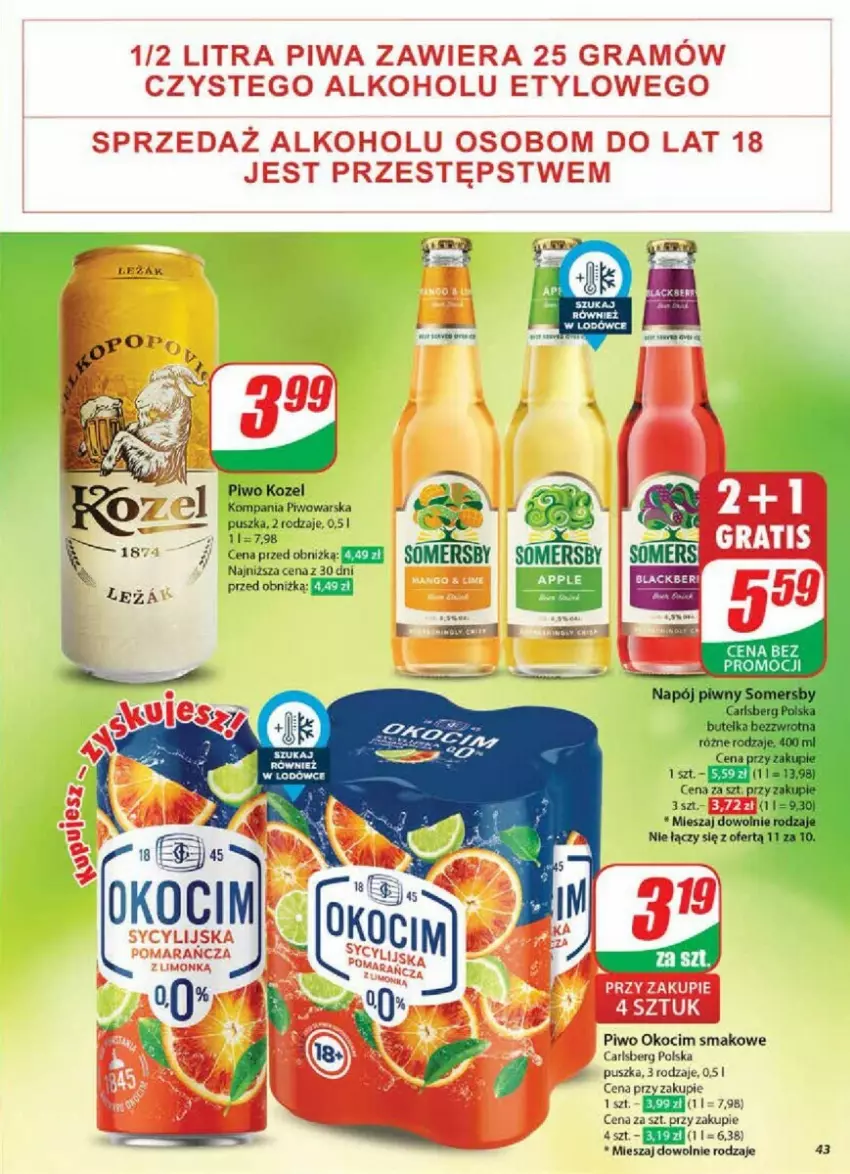 Gazetka promocyjna Dino - ważna 09.10 do 15.10.2024 - strona 38 - produkty: Carlsberg, Koc, Okocim, Piwo, Veet