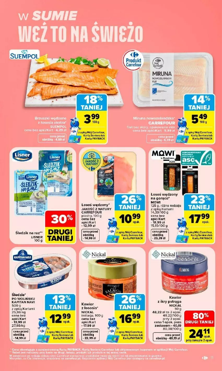 Gazetka promocyjna Carrefour - Gazetka Carrefour, Market w SUMIE najlpeszy, od poniedziałku - ważna 31.08 do 05.09.2026 - strona 13 - produkty: Kawior, Lisner, Miruna, Pstrąg, Sos