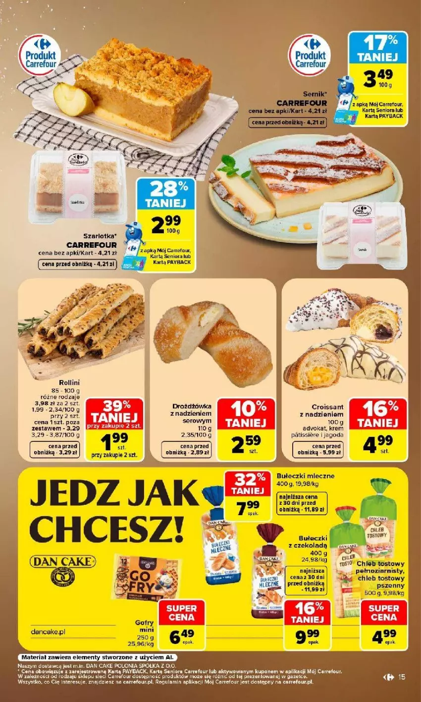 Gazetka promocyjna Carrefour - Gazetka Carrefour, Market w SUMIE najlpeszy, od poniedziałku - ważna 31.08 do 05.09.2026 - strona 17 - produkty: Chleb, Chleb tostowy, Croissant, Dan Cake, Półka, Szarlotka