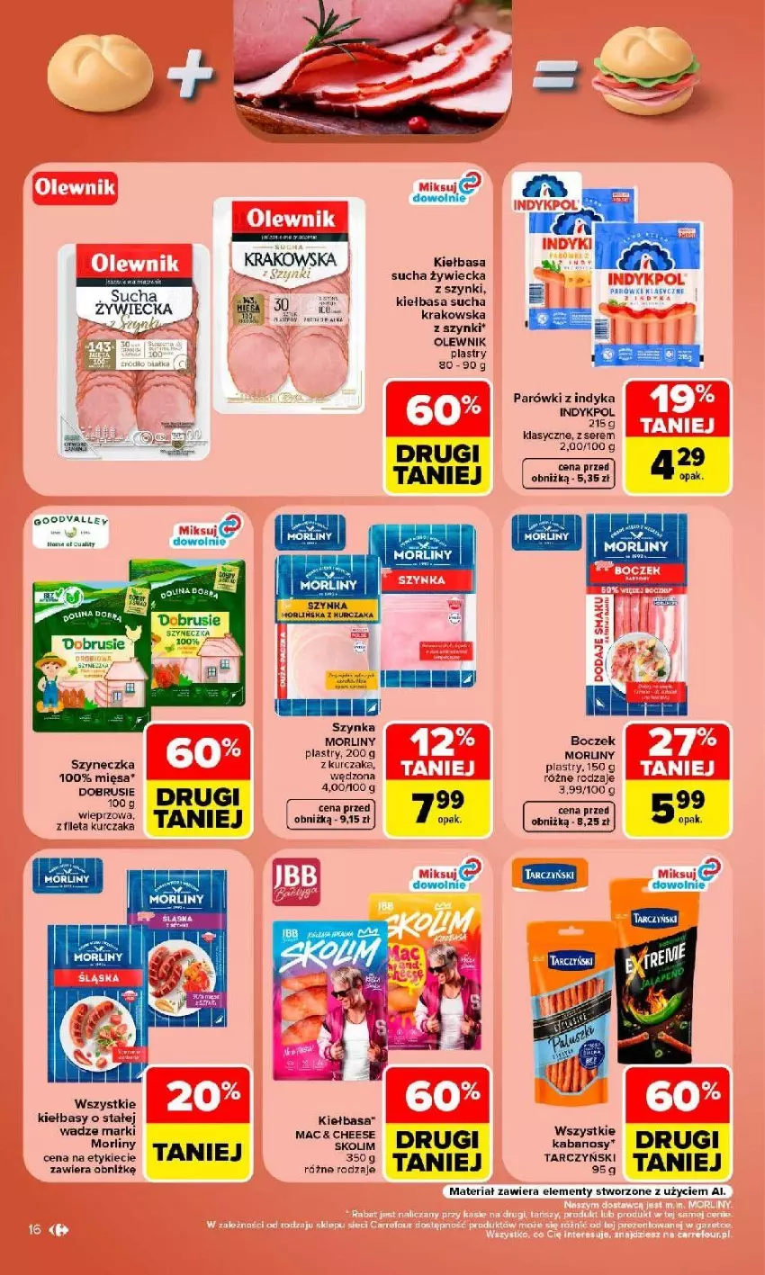 Gazetka promocyjna Carrefour - Gazetka Carrefour, Market w SUMIE najlpeszy, od poniedziałku - ważna 31.08 do 05.09.2026 - strona 18 - produkty: Boczek, Fa, Hama, Kiełbasa, Kurczak, Morliny, Obrus, Olewnik, Parówki, Parówki z indyka, Ser, Tarczyński