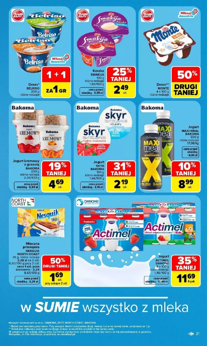 Gazetka promocyjna Carrefour - Gazetka Carrefour, Market w SUMIE najlpeszy, od poniedziałku - ważna 31.08 do 05.09.2026 - strona 23 - produkty: Actimel, Bakoma, Belriso, Danone, Deser, Gra, Jogurt, Monte, Nesquik, Ser