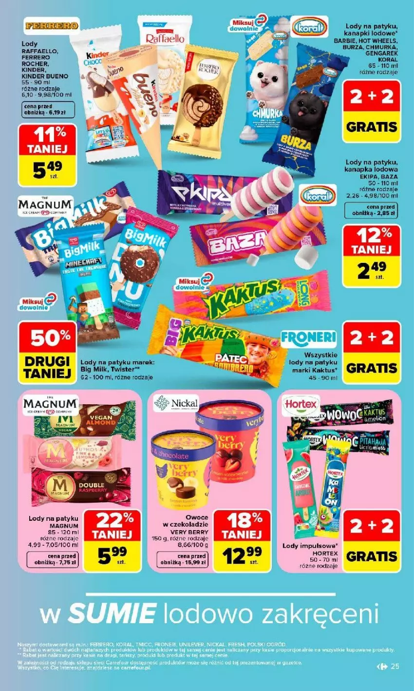 Gazetka promocyjna Carrefour - Gazetka Carrefour, Market w SUMIE najlpeszy, od poniedziałku - ważna 31.08 do 05.09.2026 - strona 27 - produkty: Barbie, Big Milk, Fa, Ferrero, Gra, Hot Wheels, Kaktus, Kinder, Kinder Bueno, Liczi, Lody, Mięta, Owoce, Raffaello