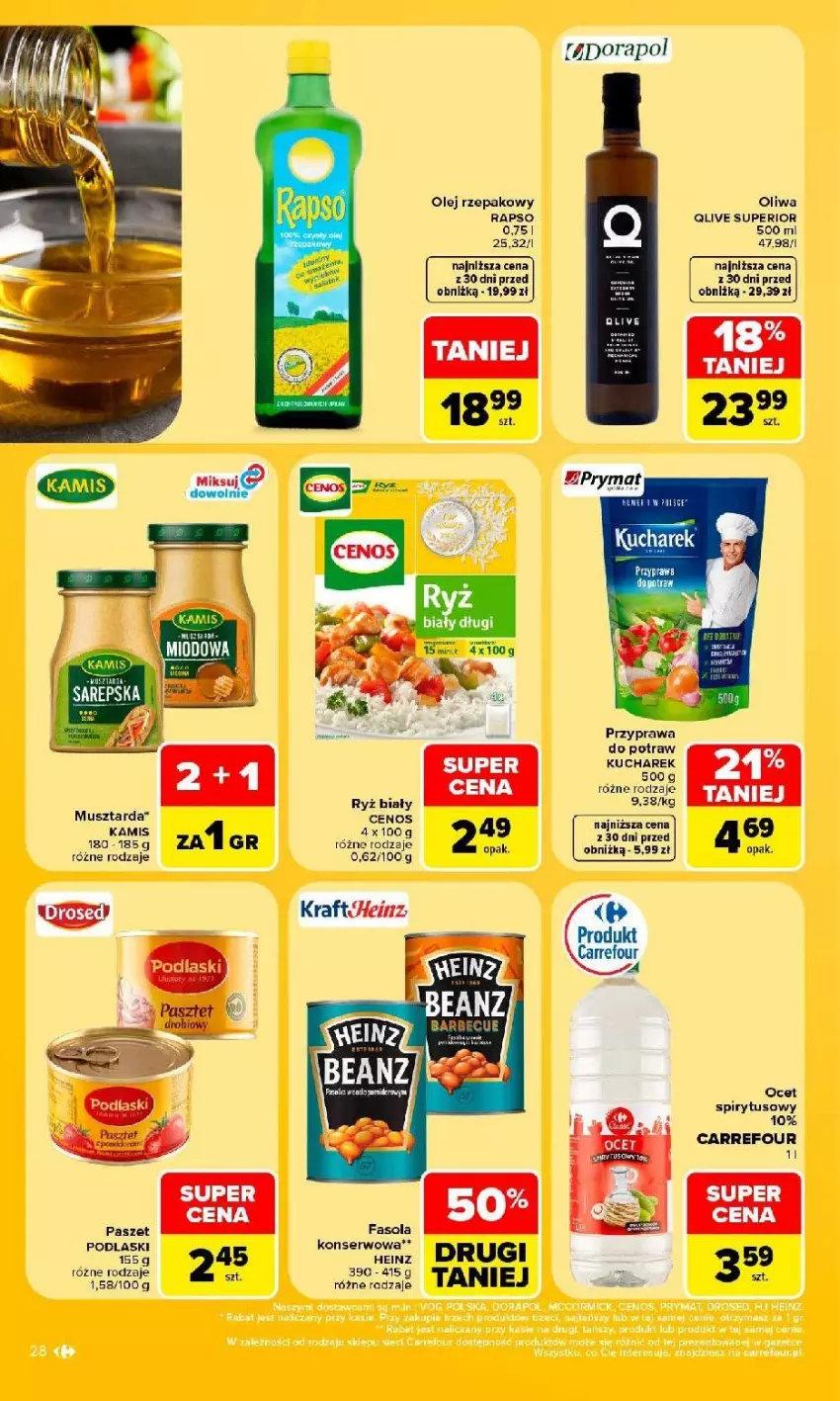 Gazetka promocyjna Carrefour - Gazetka Carrefour, Market w SUMIE najlpeszy, od poniedziałku - ważna 31.08 do 05.09.2026 - strona 30 - produkty: Cenos, Fa, Kamis, Kucharek, Mus, Musztarda, Ocet, Olej, Olej rzepakowy, Oliwa, Por, Przyprawa do potraw, Ryż, Ryż biały
