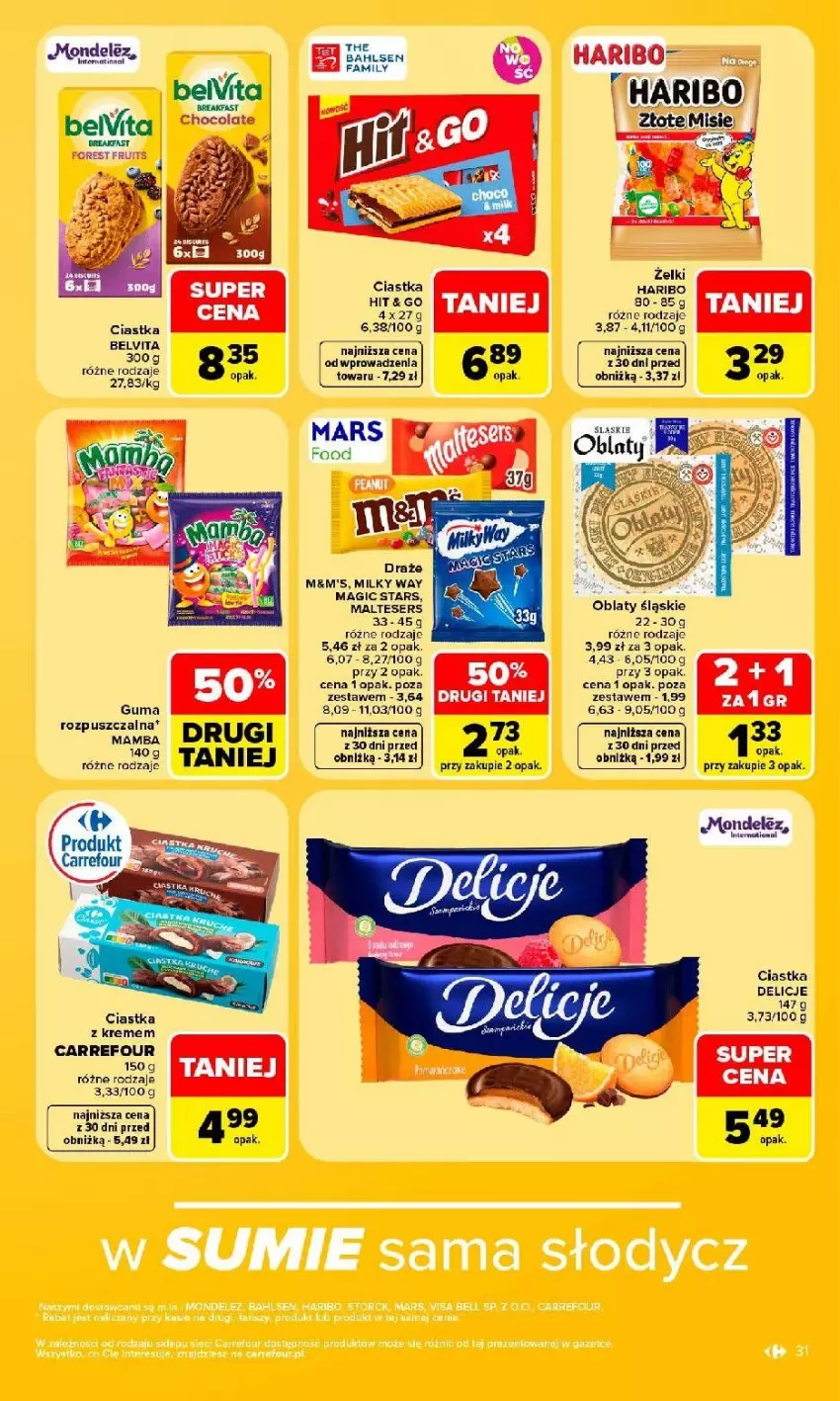 Gazetka promocyjna Carrefour - Gazetka Carrefour, Market w SUMIE najlpeszy, od poniedziałku - ważna 31.08 do 05.09.2026 - strona 33 - produkty: BelVita, Ciastka, Delicje, Fa, Guma rozpuszczalna, Mamba, Milky Way, Ser