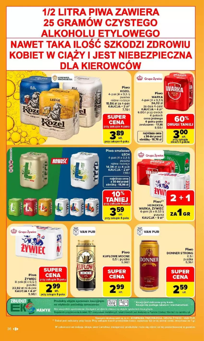 Gazetka promocyjna Carrefour - Gazetka Carrefour, Market w SUMIE najlpeszy, od poniedziałku - ważna 31.08 do 05.09.2026 - strona 38 - produkty: Fa, Heineken, Kozel, Piwa, Piwo, Pur, Warka