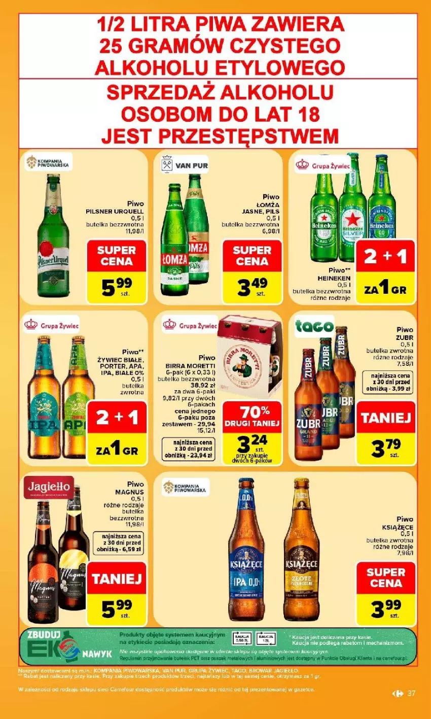 Gazetka promocyjna Carrefour - Gazetka Carrefour, Market w SUMIE najlpeszy, od poniedziałku - ważna 31.08 do 05.09.2026 - strona 39 - produkty: Gra, Heineken, Książęce, Piwa, Piwo, Por, Pur