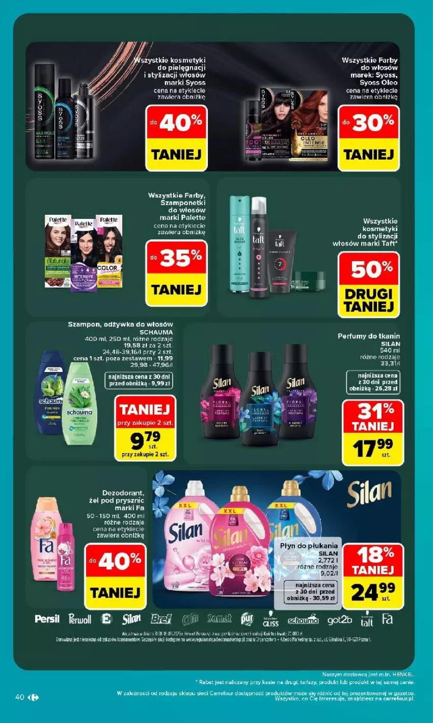 Gazetka promocyjna Carrefour - Gazetka Carrefour, Market w SUMIE najlpeszy, od poniedziałku - ważna 31.08 do 05.09.2026 - strona 42 - produkty: Dezodorant, Fa, Gra, Inka, Odżywka, Perfum, Płyn do płukania, Schauma, Silan, Syoss, Szampon, Taft
