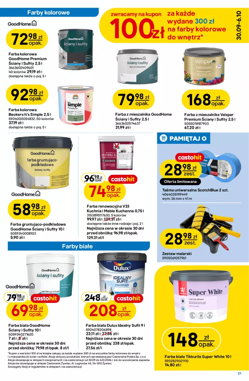 Gazetka promocyjna Castorama - Gazetka Narzędzia 30.09-13.10.2026 - ważna 30.09 do 13.10.2026 - strona 21 - produkty: Astor, Beckers, Dulux, Fa, Grunt, Kuchnia, Meble, Mięta, Olej, Podkład, Rama, Szal