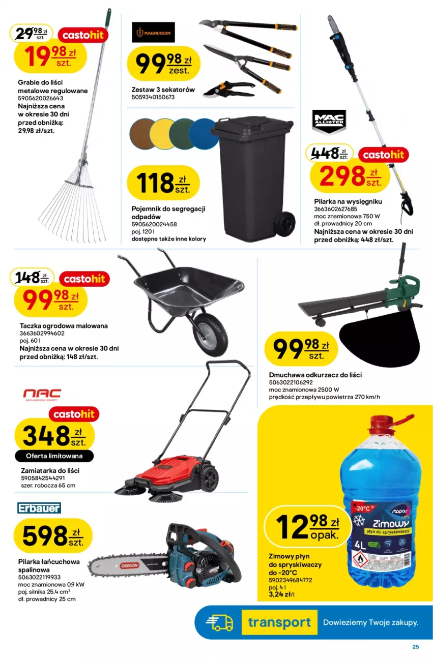 Gazetka promocyjna Castorama - Gazetka Narzędzia 30.09-13.10.2026 - ważna 30.09 do 13.10.2026 - strona 25 - produkty: Gra, Odkurzacz, Odkurzacz do liści, Pojemnik, Por, Sekator, Tarka, Tran
