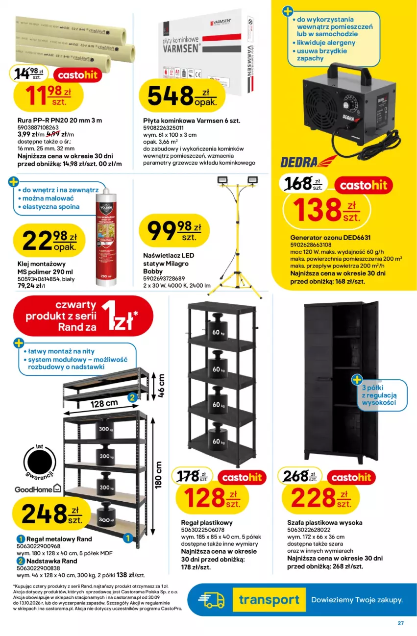 Gazetka promocyjna Castorama - Gazetka Narzędzia 30.09-13.10.2026 - ważna 30.09 do 13.10.2026 - strona 27 - produkty: Astor, Fa, Gra, Klej, Naświetlacz, Naświetlacz LED, Płyta, Por, Rama, Regał, Regał metalowy, Rura, Ser, Sok, Sport, Szafa, Top, Tran