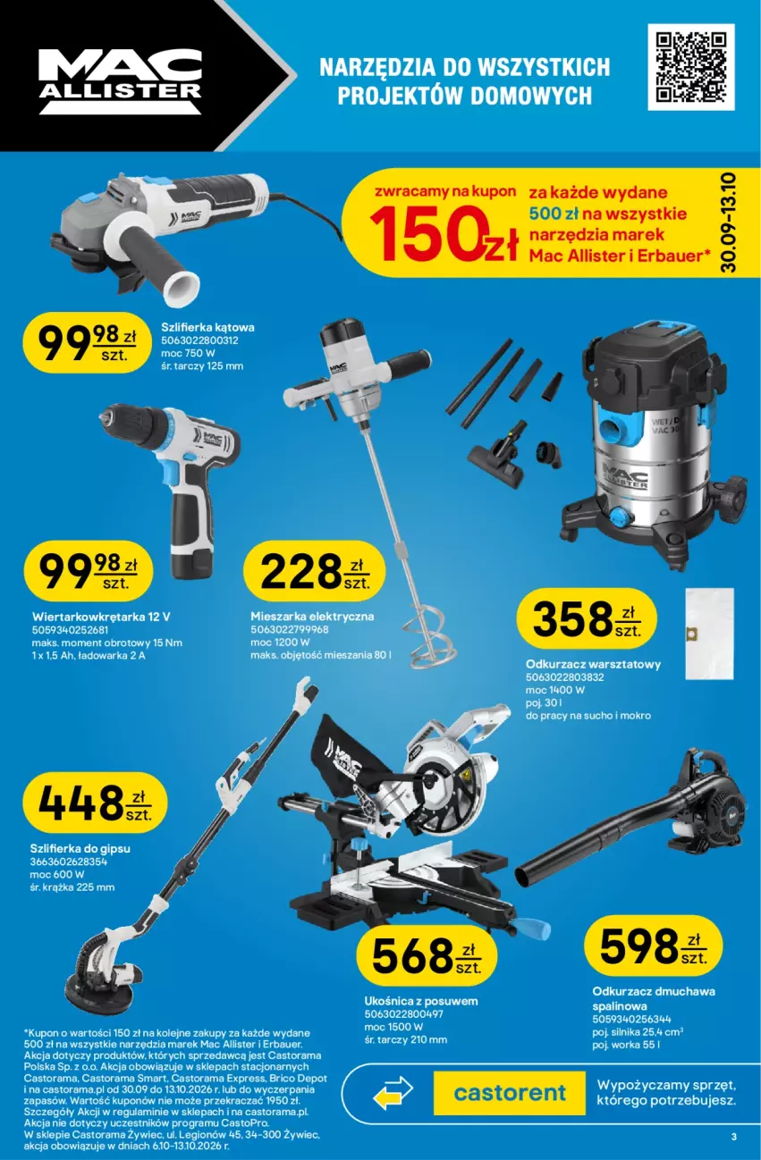 Gazetka promocyjna Castorama - Gazetka Narzędzia 30.09-13.10.2026 - ważna 30.09 do 13.10.2026 - strona 3 - produkty: Astor, Gra, Odkurzacz, Odkurzacz warsztatowy, Olej, Orka, Rama, Szlifierka, Tarka, Top, Warka, Wiertarkowkrętarka, Wkręt, Wkrętarka