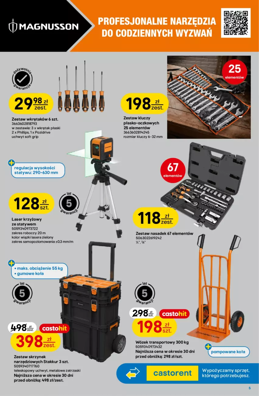Gazetka promocyjna Castorama - Gazetka Narzędzia 30.09-13.10.2026 - ważna 30.09 do 13.10.2026 - strona 5 - produkty: Astor, Laser krzyżowy, Mop, Por, Ser, Sok, Sport, Teleskop, Tran, Wkręt, Wózek, Wózek transportowy, Zestaw kluczy, Zestaw wkrętaków