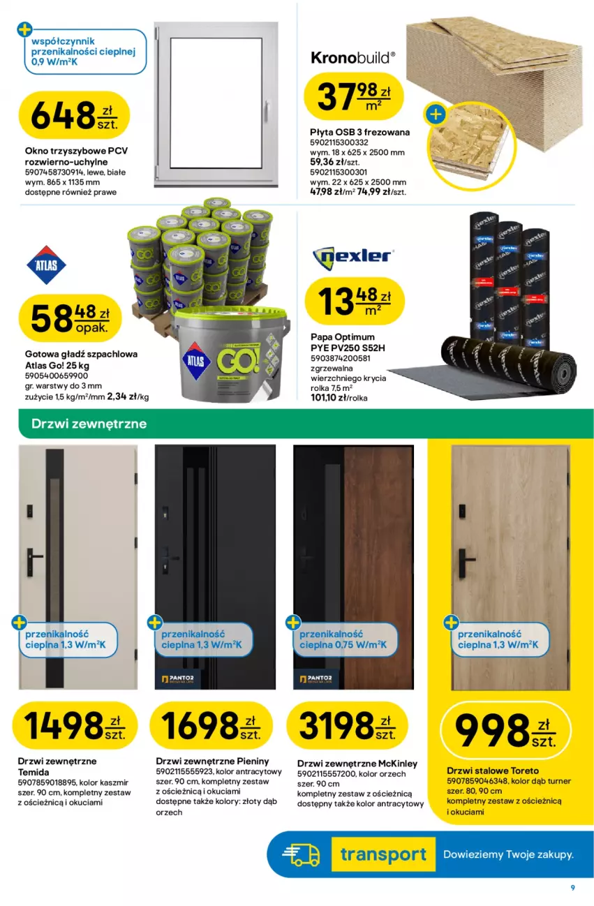 Gazetka promocyjna Castorama - Gazetka Narzędzia 30.09-13.10.2026 - ważna 30.09 do 13.10.2026 - strona 9 - produkty: Drzwi, Drzwi zewnętrzne, Gładź szpachlowa, LG, Okno, Płyta, Płyta osb, Tran