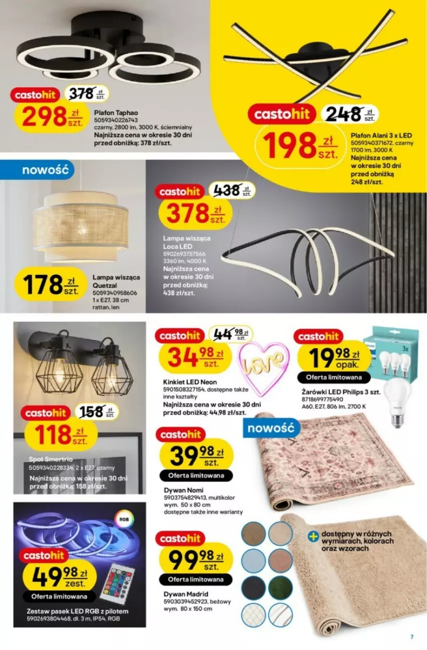 Gazetka promocyjna Castorama - ważna 29.01 do 11.02.2025 - strona 14 - produkty: Dywan, Lampa, Lampa wisząca, Pasek, Philips, Plafon