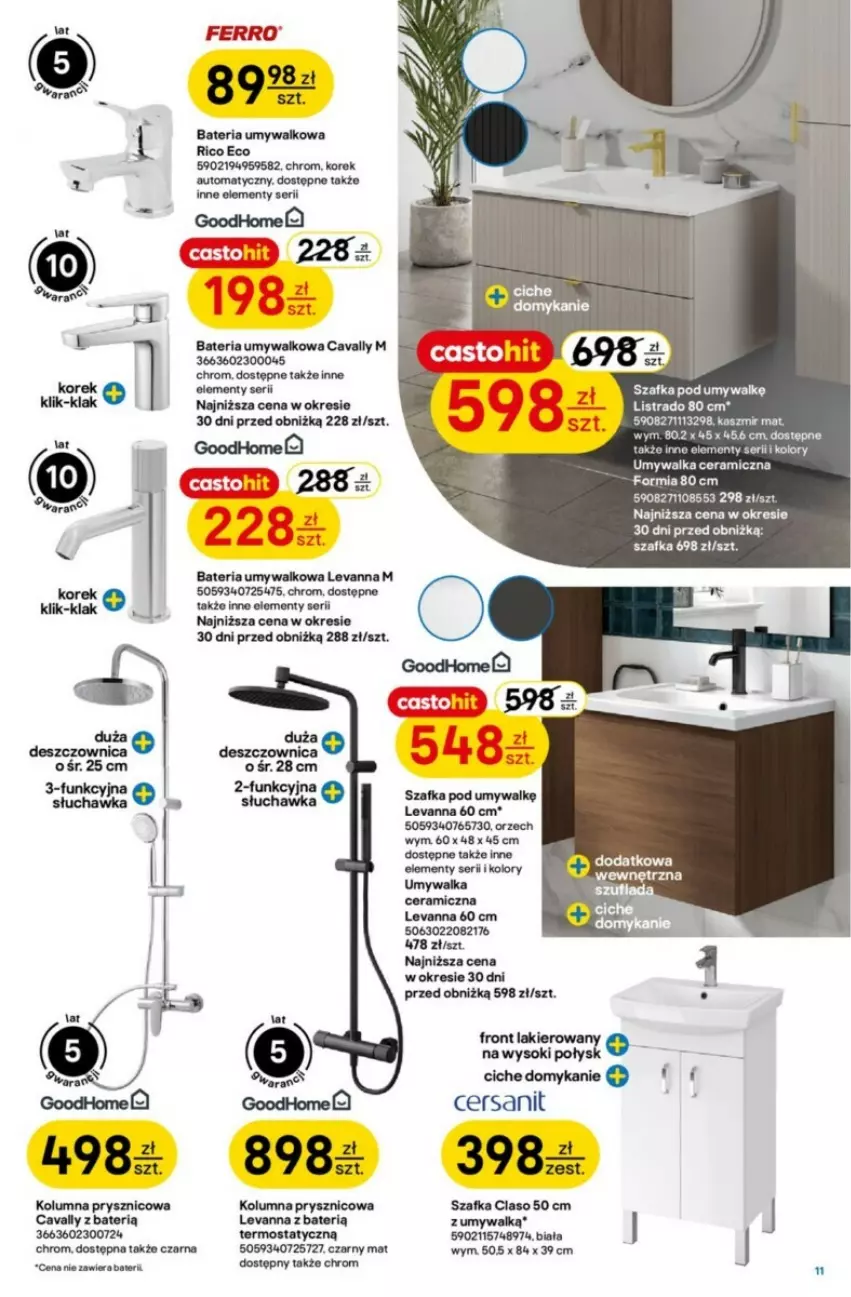 Gazetka promocyjna Castorama - ważna 29.01 do 11.02.2025 - strona 3 - produkty: Bateria, Bateria umywalkowa, Cersanit, Ser, Sok, Szafka, Szafka pod umywalkę, Termos, Umywalka