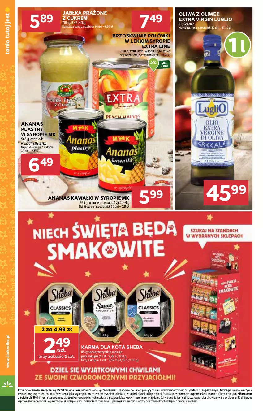 Gazetka promocyjna Stokrotka - Supermarket Opole/Radom - ważna 05.12 do 11.12.2024 - strona 20 - produkty: Ananas, Brzoskwinie, Gin, Jabłka, Jabłka prażone, Kawa, Mięso, Oliwa, Oliwa z oliwek, Owoce, Sheba, Syrop, Warzywa