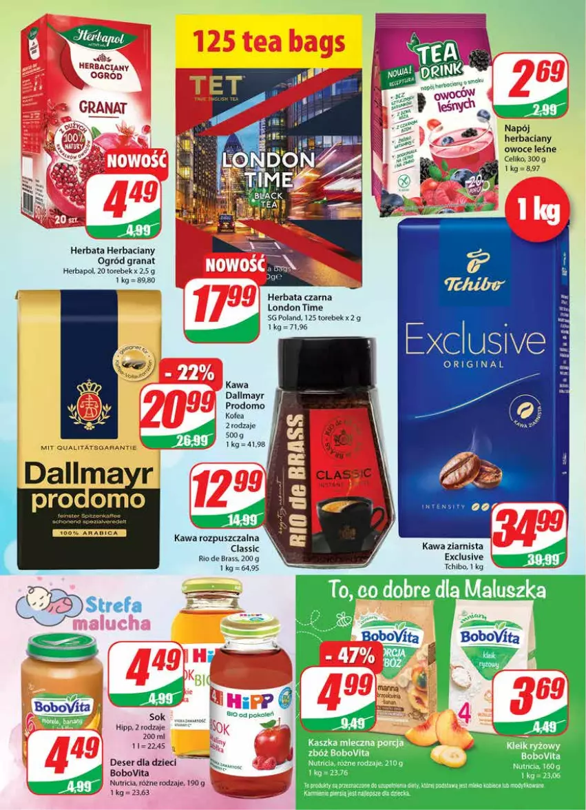 Gazetka promocyjna Dino - Gazetka - ważna 13.07 do 19.07.2022 - strona 4 - produkty: BIC, BoboVita, Dallmayr, Deser, Dzieci, Gin, Gra, Granat, Herbaciany ogrod, Herbapol, Herbata, Herbata czarna, HiPP, Karmi, Kawa, Kawa rozpuszczalna, Kawa ziarnista, Ogród, Owoce, Por, Ryż, Ser, Sok, Tchibo