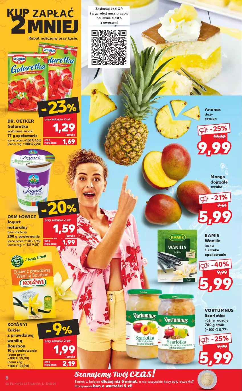 Gazetka promocyjna Kaufland - OFERTA TYGODNIA - ważna 23.06 do 29.06.2022 - strona 8 - produkty: Ananas, Bourbon, Cukier, Dr. Oetker, Gala, Galaretka, Jogurt, Jogurt naturalny, Kamis, Kotányi, Mango, Olej, Szarlotka