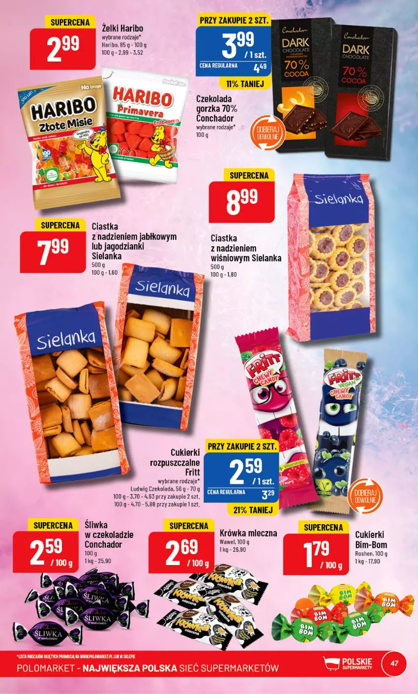 Gazetka promocyjna PoloMarket - Gazetka pomocyjna - ważna 24.05 do 30.05.2023 - strona 47 - produkty: Ciastka, Cukier, Cukierki, Czekolada, Czekolada gorzka, Haribo