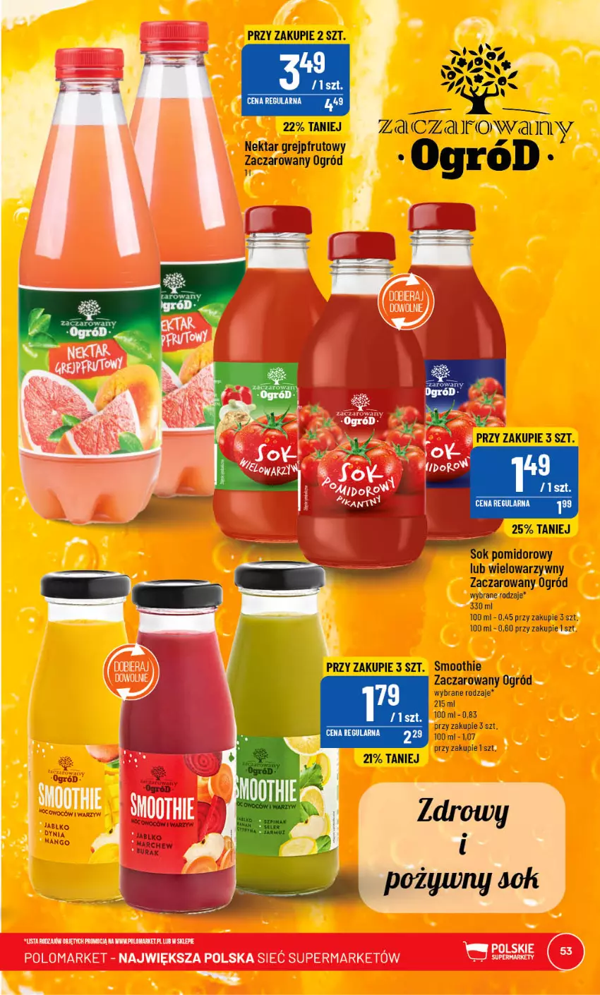 Gazetka promocyjna PoloMarket - Gazetka pomocyjna - ważna 24.05 do 30.05.2023 - strona 53 - produkty: Fa, Grejpfrut, Nektar, Ogród, Smoothie, Sok, Sok pomidorowy