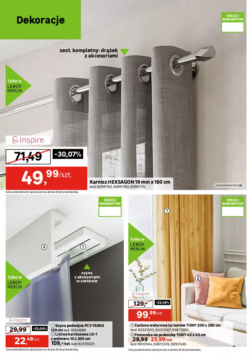 Gazetka promocyjna Leroy Merlin - Gazetka Leroy Merlin - ważna 30.09 do 20.10.2026 - strona 20 - produkty: Dywan, Karnisz, Listwa, Poszewka, Szyna, Zasłona