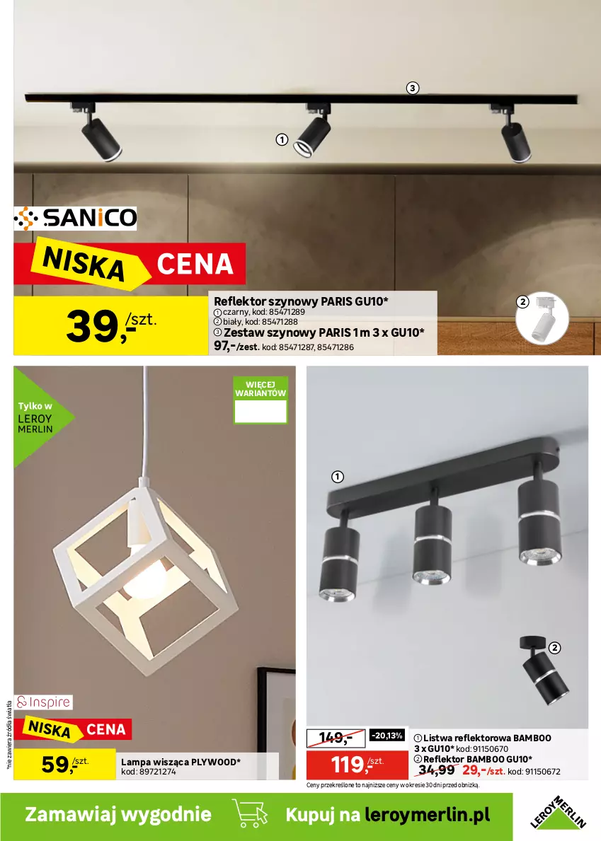 Gazetka promocyjna Leroy Merlin - Gazetka Leroy Merlin - ważna 30.09 do 20.10.2026 - strona 23 - produkty: Lampa, Lampa sufitowa, Lampa wisząca, Listwa, Reflektor