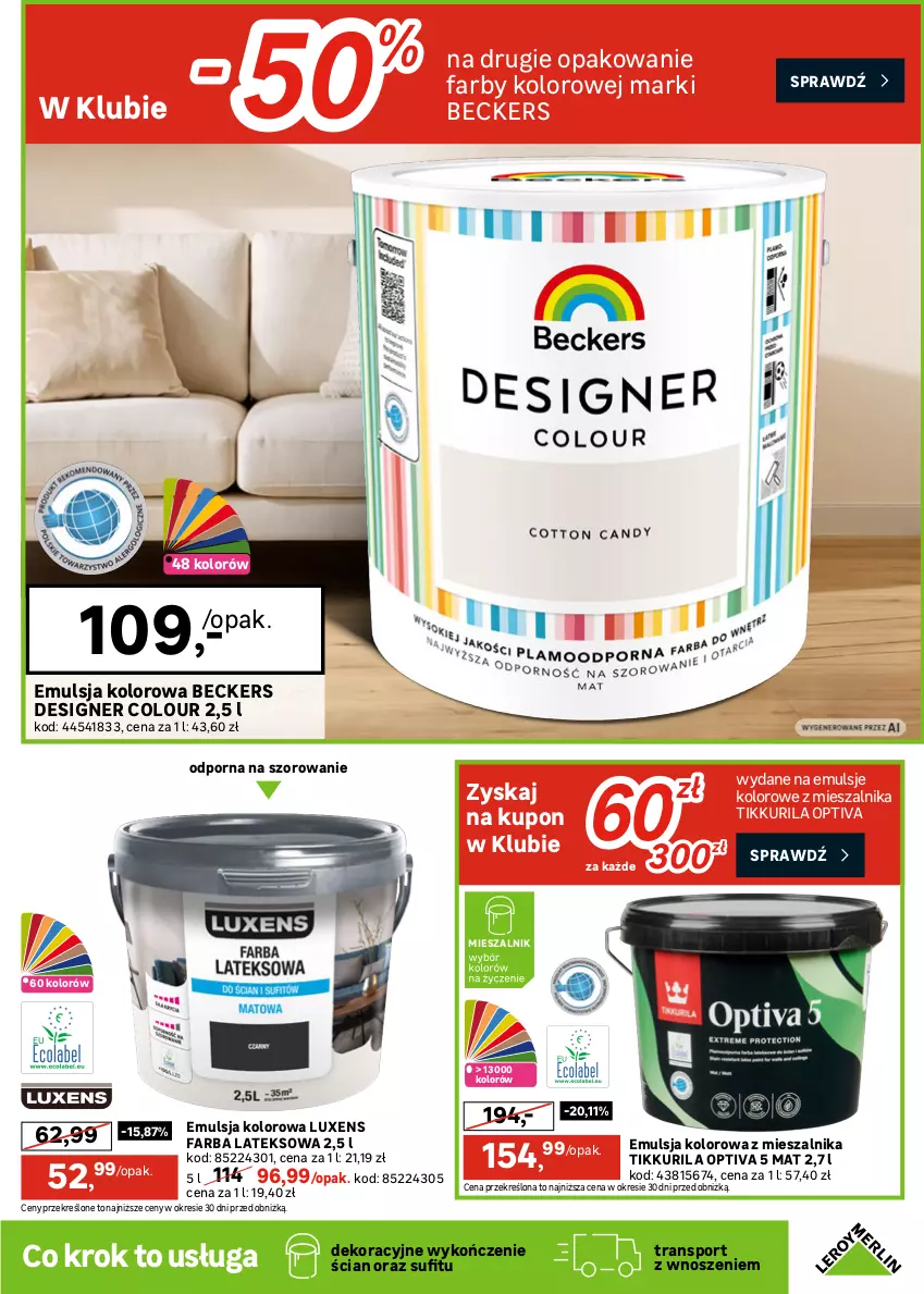 Gazetka promocyjna Leroy Merlin - Gazetka Leroy Merlin - ważna 30.09 do 20.10.2026 - strona 25 - produkty: Beckers, Designer Colour, Emulsja, Fa, Farba akrylowa, Farba lateksowa, Gra, Luxens, Por, Sport, Szal, Tran