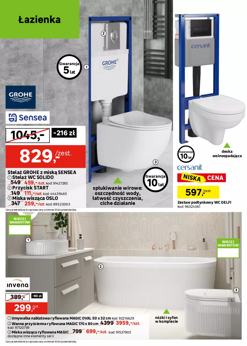 Gazetka promocyjna Leroy Merlin - Gazetka Leroy Merlin - ważna 30.09 do 20.10.2026 - strona 4 - produkty: Deska wolnoopadająca, Grohe, Kompakt WC, Miska, Miska wisząca, Por, Ser, Syfon, Umywalka, Wanna, Zestaw podtynkowy WC