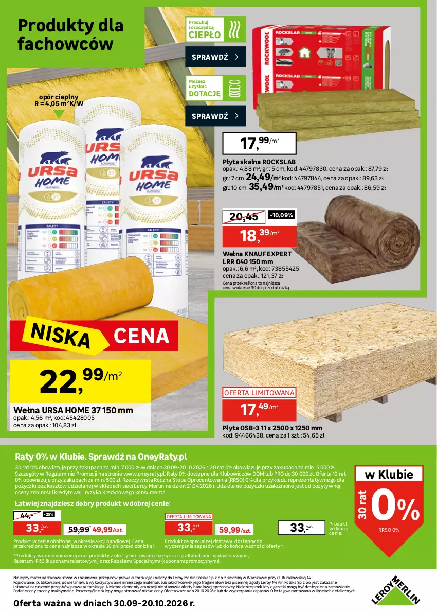 Gazetka promocyjna Leroy Merlin - Gazetka Leroy Merlin - ważna 30.09 do 20.10.2026 - strona 42 - produkty: Fa, Kosz, Płyta, Płyta osb, Płyta skalna, Sprzedawcy, Top, Wełna