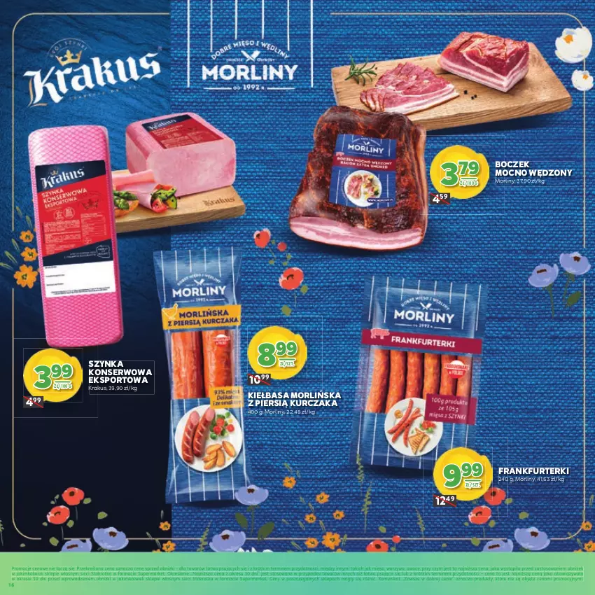 Gazetka promocyjna Stokrotka - Katalog Wiosenne Inspiracje! - ważna 26.02 do 11.03.2026 - strona 16 - produkty: Boczek, Frankfurterki, Kiełbasa, Krakus, Kurczak, Mięso, Morliny, Owoce, Por, Ser, Sport, Szynka, Szynka konserwowa, Warzywa
