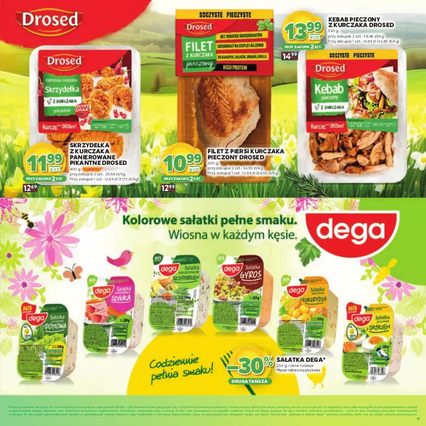 Gazetka promocyjna Stokrotka - Katalog Wiosenne Inspiracje! - ważna 26.02 do 11.03.2026 - strona 17 - produkty: Dega, Filet z piersi kurczaka, Kebab, Kurczak, Mięso, Owoce, Piec, Sałat, Sałatka, Skrzydełka z kurczaka, Warzywa