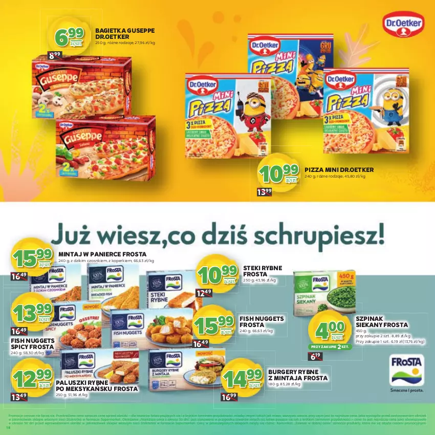Gazetka promocyjna Stokrotka - Katalog Wiosenne Inspiracje! - ważna 26.02 do 11.03.2026 - strona 18 - produkty: Bagietka, Burger, Frosta, Mięso, Mintaj, Owoce, Paluszki rybne, Pizza, Stek, Szpinak, Warzywa