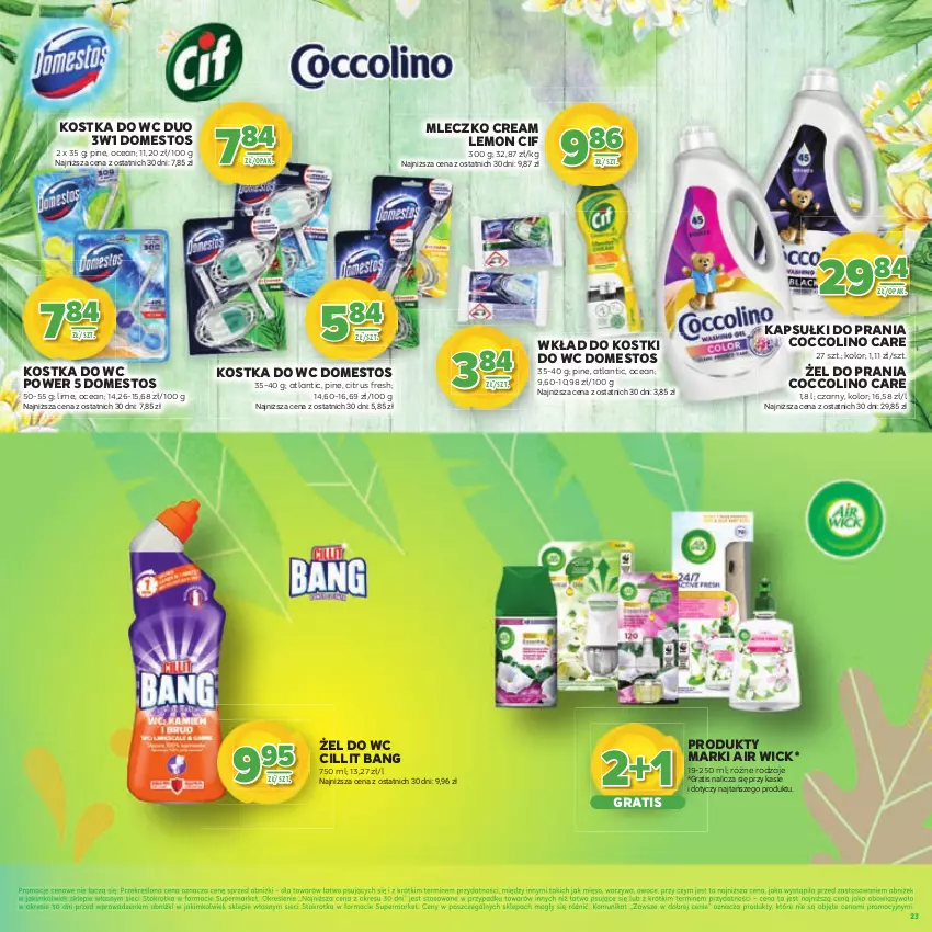 Gazetka promocyjna Stokrotka - Katalog Wiosenne Inspiracje! - ważna 26.02 do 11.03.2026 - strona 23 - produkty: Air Wick, Cif, Cillit Bang, Coccolino, Domestos, Gra, Kapsułki do prania, Kostka do wc, Mięso, Mleczko, Owoce, Warzywa