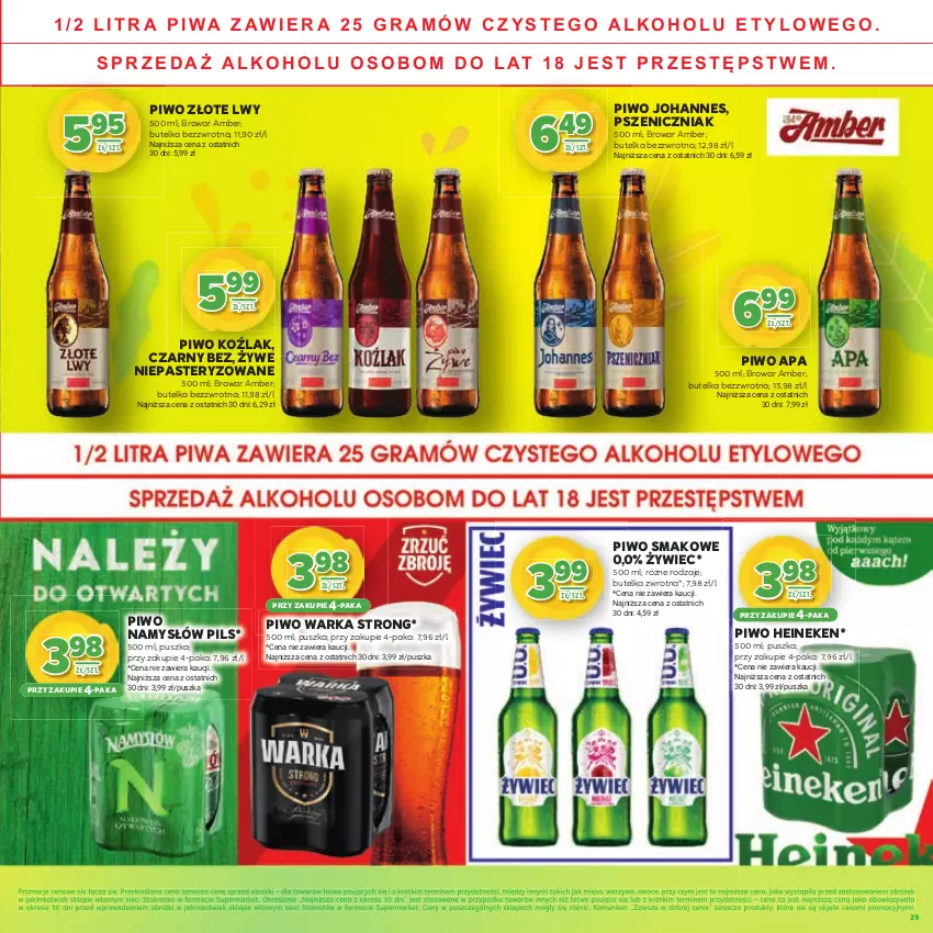 Gazetka promocyjna Stokrotka - Katalog Wiosenne Inspiracje! - ważna 26.02 do 11.03.2026 - strona 29 - produkty: Heineken, Mięso, Namysłów, Owoce, Piwo, Warka, Warzywa