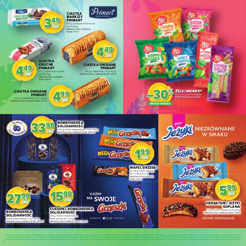 Gazetka promocyjna Stokrotka - Katalog Wiosenne Inspiracje! - ważna 26.02 do 11.03.2026 - strona 4 - produkty: Ciastka, Ciastka owsiane, Cukier, Cukierki, Goplana, Grześki, Herbatniki, Jeżyki, Kakao, Kokos, LANA, Mięso, Ogród, Owoce, Prima, Sezam, Warzywa