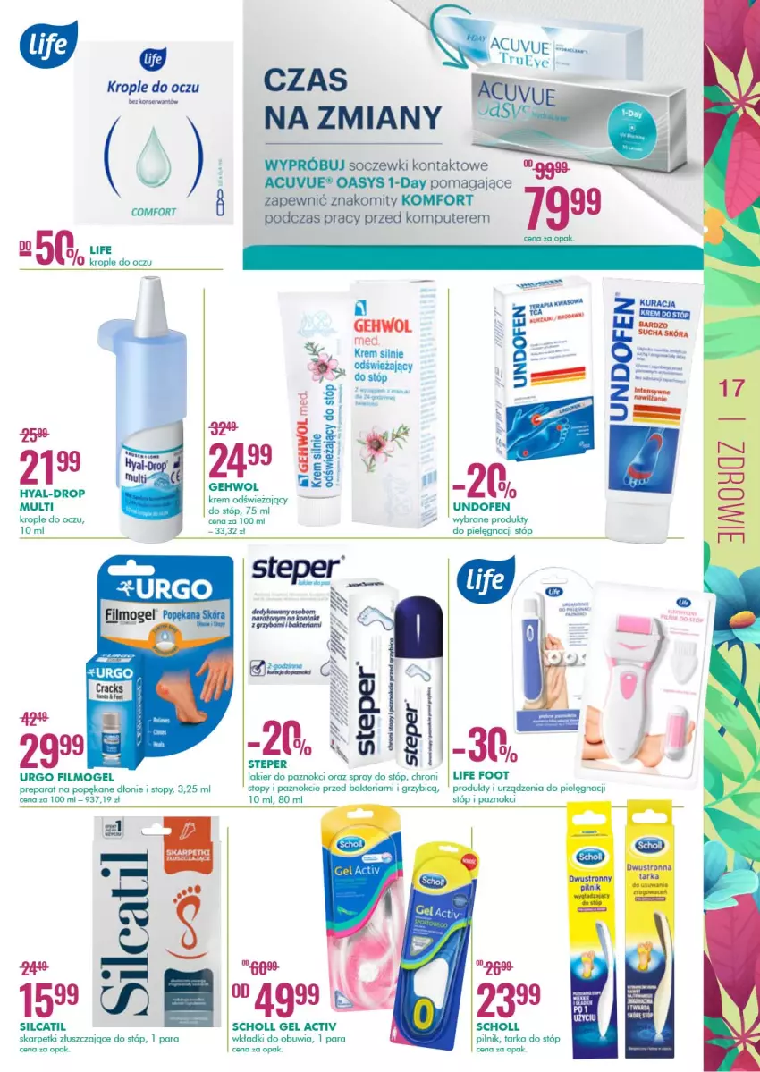 Gazetka promocyjna Super Pharm - Gazetka - ważna 19.03 do 03.04.2021 - strona 17 - produkty: BIC, Gehwol, Karp, Krople do oczu, Lakier, Lakier do paznokci, Pilnik, Scholl, Skarpetki, Soczewki kontaktowe, Tarka, Tarka do stóp, Top, Undofen, Urgo, Wkładki