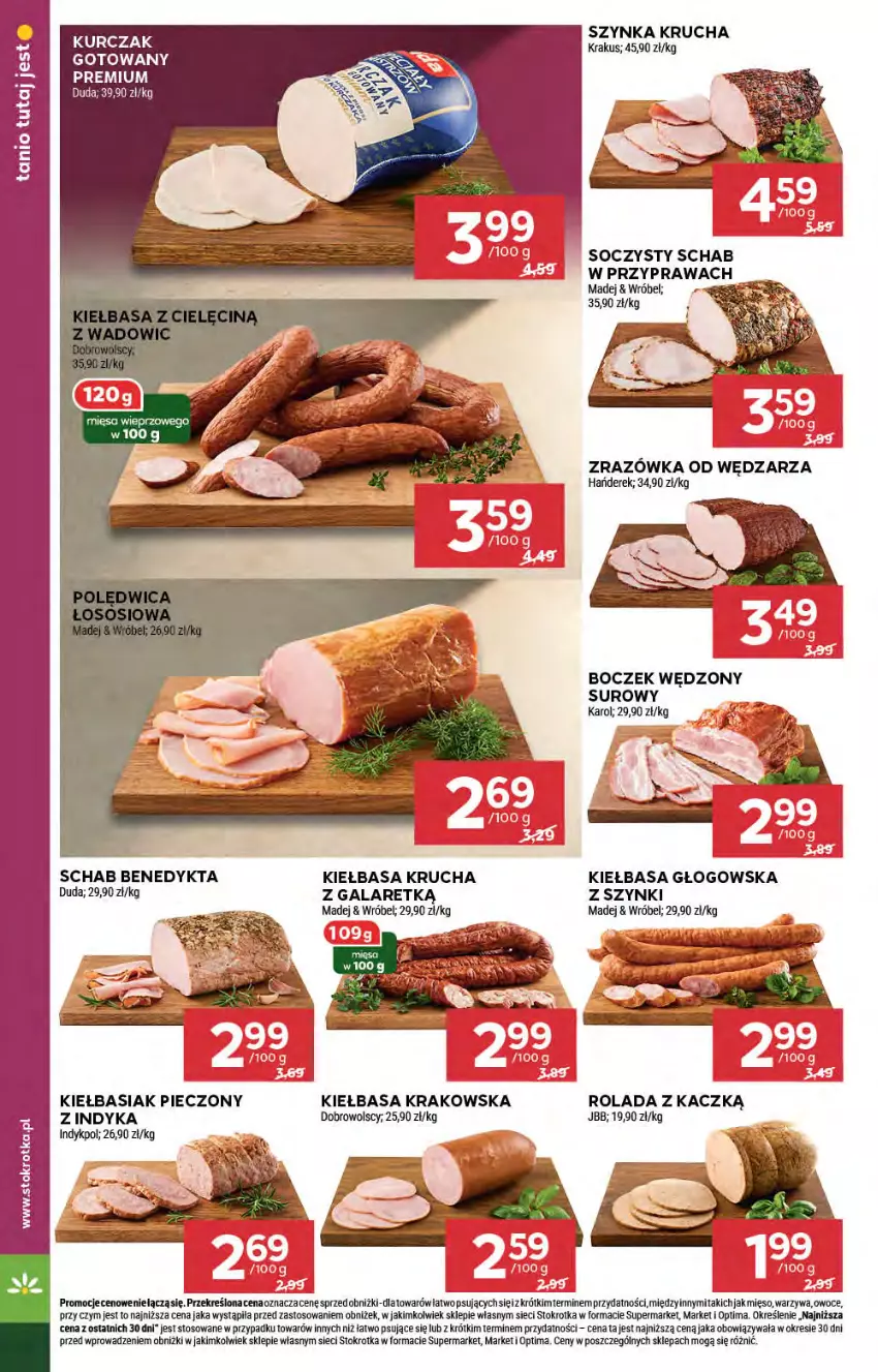 Gazetka promocyjna Stokrotka - Market - ważna 05.02 do 11.02.2026 - strona 10 - produkty: Basia, Boczek, Duda, Gala, Kiełbasa, Kiełbasa głogowska, Kiełbasa krakowska, Kiełbasa krucha, Krakus, Kurczak, Mięso, Optima, Owoce, Piec, Rolada, Schab Benedykta, Szynka, Warzywa