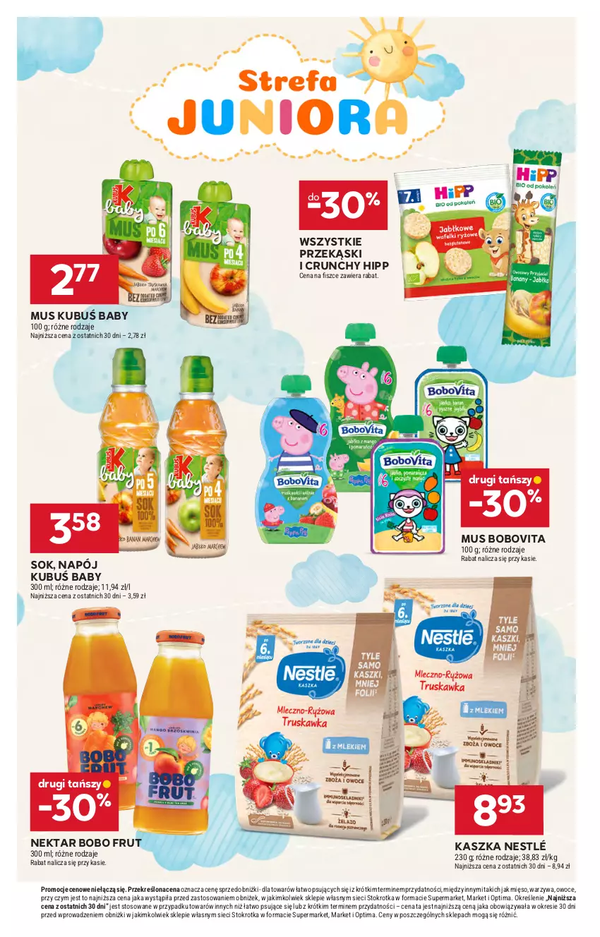 Gazetka promocyjna Stokrotka - Market - ważna 05.02 do 11.02.2026 - strona 30 - produkty: BoboVita, HiPP, Kubuś, Mięso, Mus, Napój, Nektar, Nestlé, Optima, Owoce, Sok, Warzywa