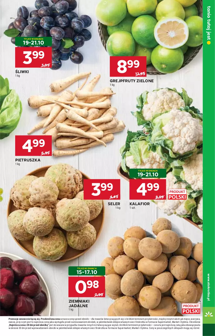 Gazetka promocyjna Stokrotka - Supermarket - ważna 15.10 do 21.10.2026 - strona 15 - produkty: Grejpfrut, Kalafior, Mięso, Optima, Owoce, Pietruszka, Warzywa, Ziemniaki