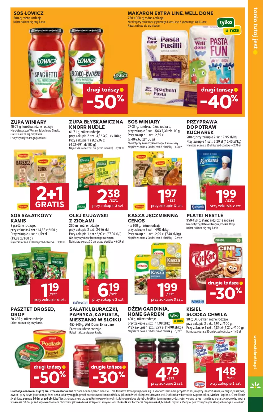 Gazetka promocyjna Stokrotka - Supermarket - ważna 15.10 do 21.10.2026 - strona 29 - produkty: Buraczki, Cenos, Dr. Oetker, Dżem, Gra, Kamis, Kasza, Kasza jęczmienna, Kisiel, Knorr, Kucharek, Kujawski, Makaron, Mięso, Nestlé, Olej, Optima, Owoce, Papryka, Pasztet, Przyprawa do potraw, Sałat, Ser, Słodka Chwila, Sos, Torebka, Warzywa, Winiary, Zupa