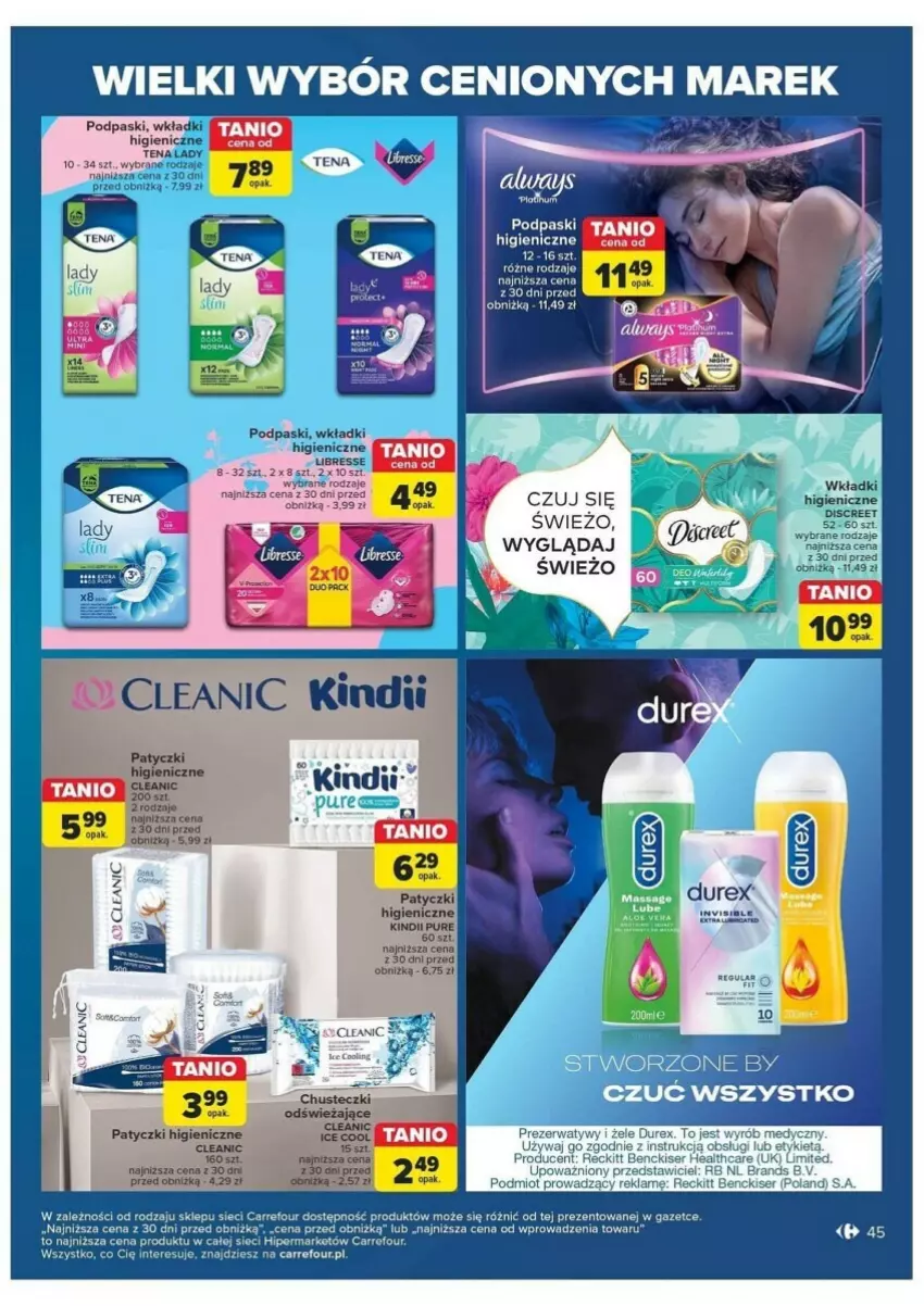 Gazetka promocyjna Carrefour - ważna 28.05 do 08.06.2024 - strona 40 - produkty: Cleanic, Durex, Podpaski, Prezerwatyw, Ser, Wkładki