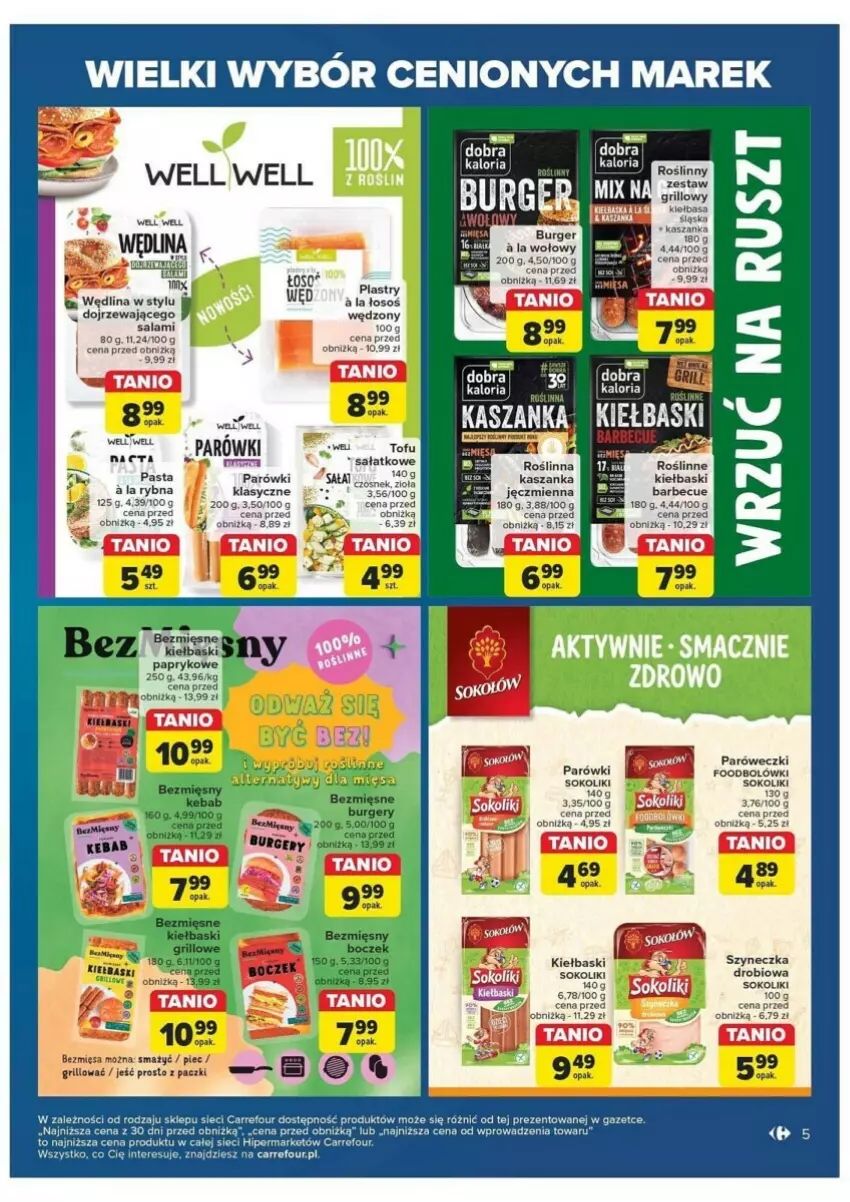 Gazetka promocyjna Carrefour - ważna 28.05 do 08.06.2024 - strona 45 - produkty: Burger, Grill, Kasza, Kaszanka, Parówki, Por, Salami, Sałat, Sok, Tofu, Wędlina